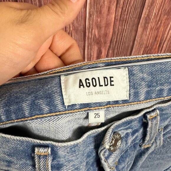 Agolde Womens Mid Rise 90s Jeans Loose Fit Distressed 100% Cotton Size 25 - Picture 9 of 10